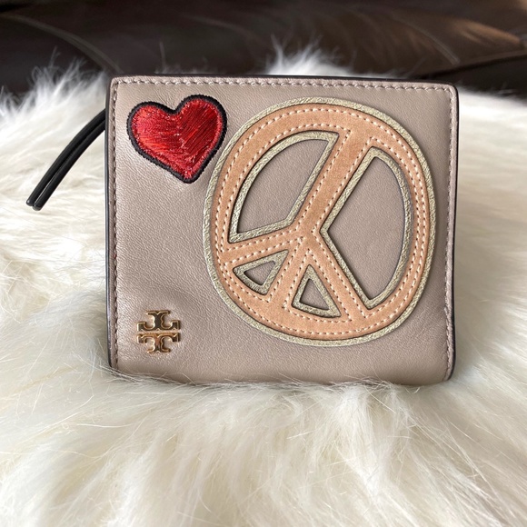 Tory Burch Handbags - Tory Burch Peace Love Leather Mini Wallet (Authentic)